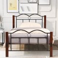 thumbnail image 2 of SYNGAR Rustic Platform Bed Frame Twin Size with Vintage Headboard and Footboard, Wooden Leg Support, No Box Spring Needed, Heavy Duty Steel Twin Bed Frame with 400LBS Weight Capacity, Brown, 2 of 12