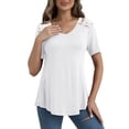 thumbnail image 3 of VERABENDI Women's Plus Size Tops Summer Short Sleeve Lace Trim Shoulder Tunic Blouses,M-4XL, 3 of 7