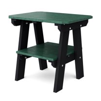 Wildridge Heritage Two-Tier End Table, Turf Green and Black - Outdoor Weather Resistant Recycled Plastic Furniture for Patio