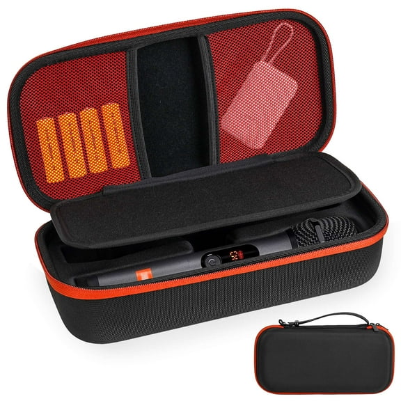 Gustave Wireless Microphone Case Portable Handheld Dual Wireless Mic Storage Box Carrying Travel Bag Fits for JBL PartyBox Wireless Microphone for Karaoke, Singing(Box Only)
