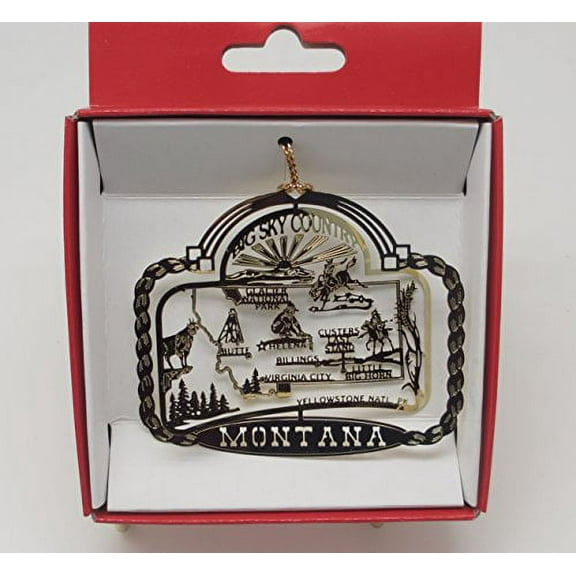 Montana Big Sky Country Brass State Christmas ORNAMENT Yellowstone Billings Glacier National Park   More