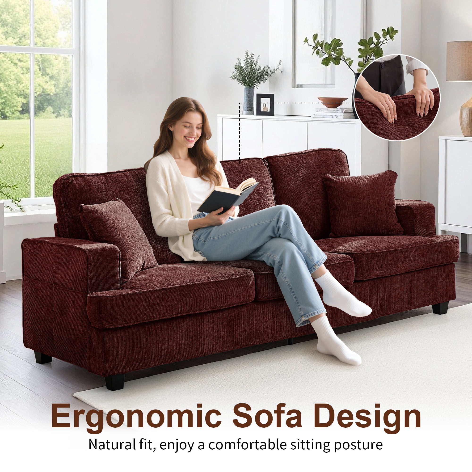 KORSER, Chenille Sofa, 89