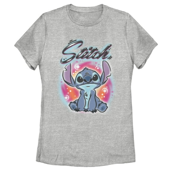 Women's Lilo & Stitch Colorful Airbrush  Graphic Tee Athletic Heather Medium