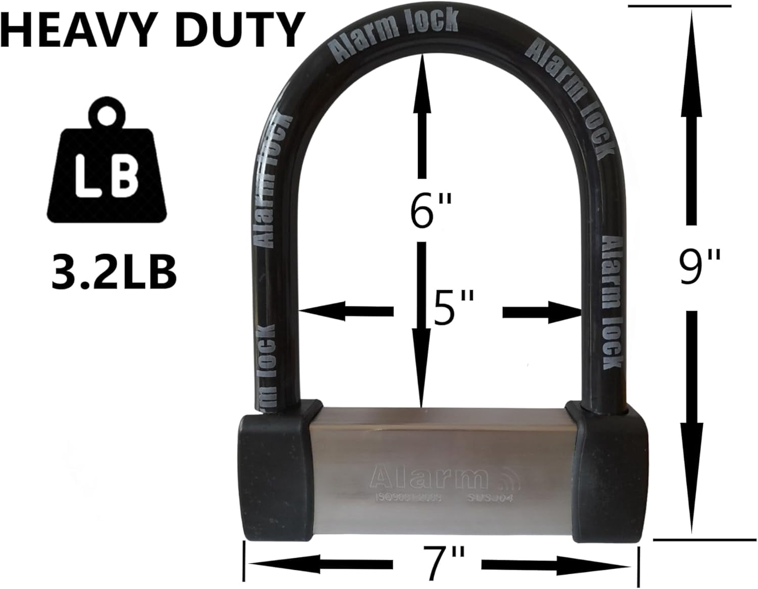 Heavy Duty Anti Theft Alarm U Lock for E-Bikes, Scooters, Motorcycles - 16mm Stainless Steel, 3 Keys, Weatherproof
