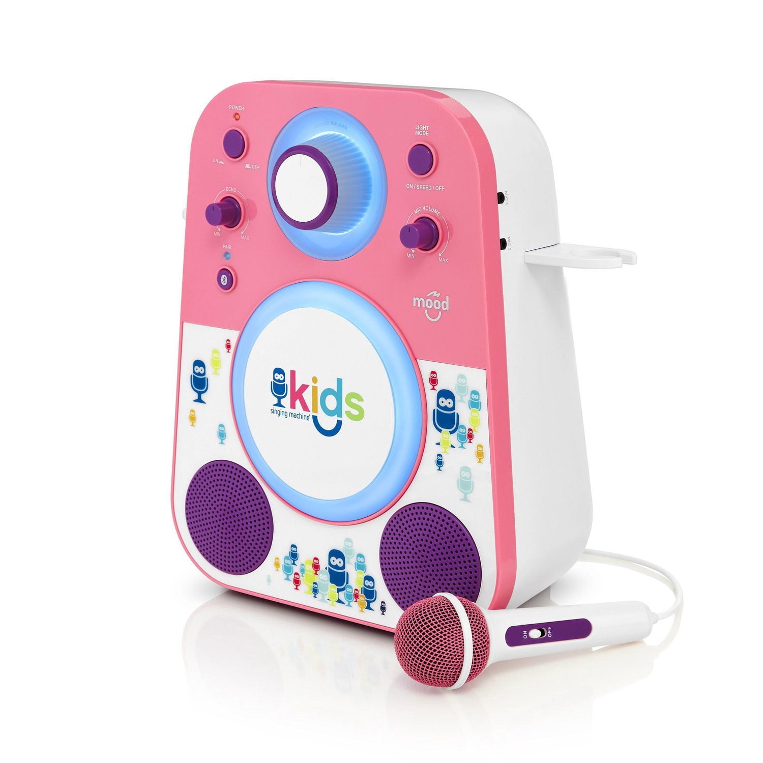 Singing Machine - Kids Mood, Haut Parleur bluetooth avec microphone, Rose/Violet