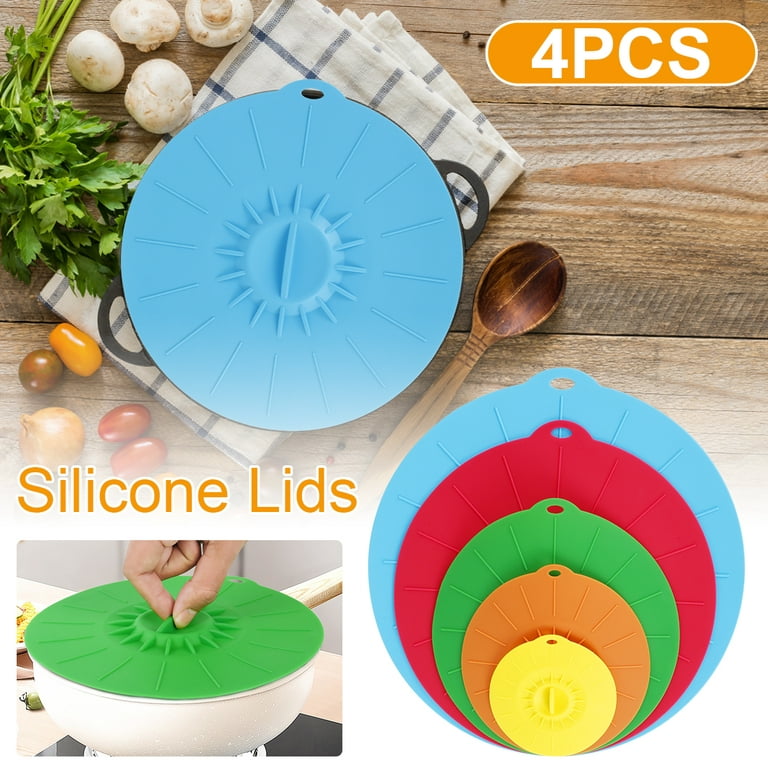 4Pcs Food Storage Covers Silicone Lids Covers Microwave Cover