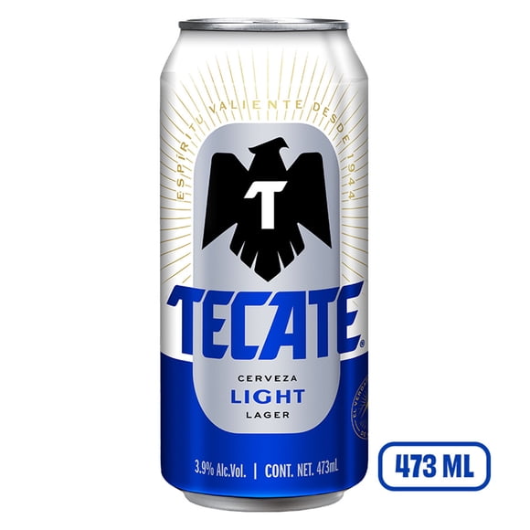 Cerveza clara Tecate light lata 473 ml