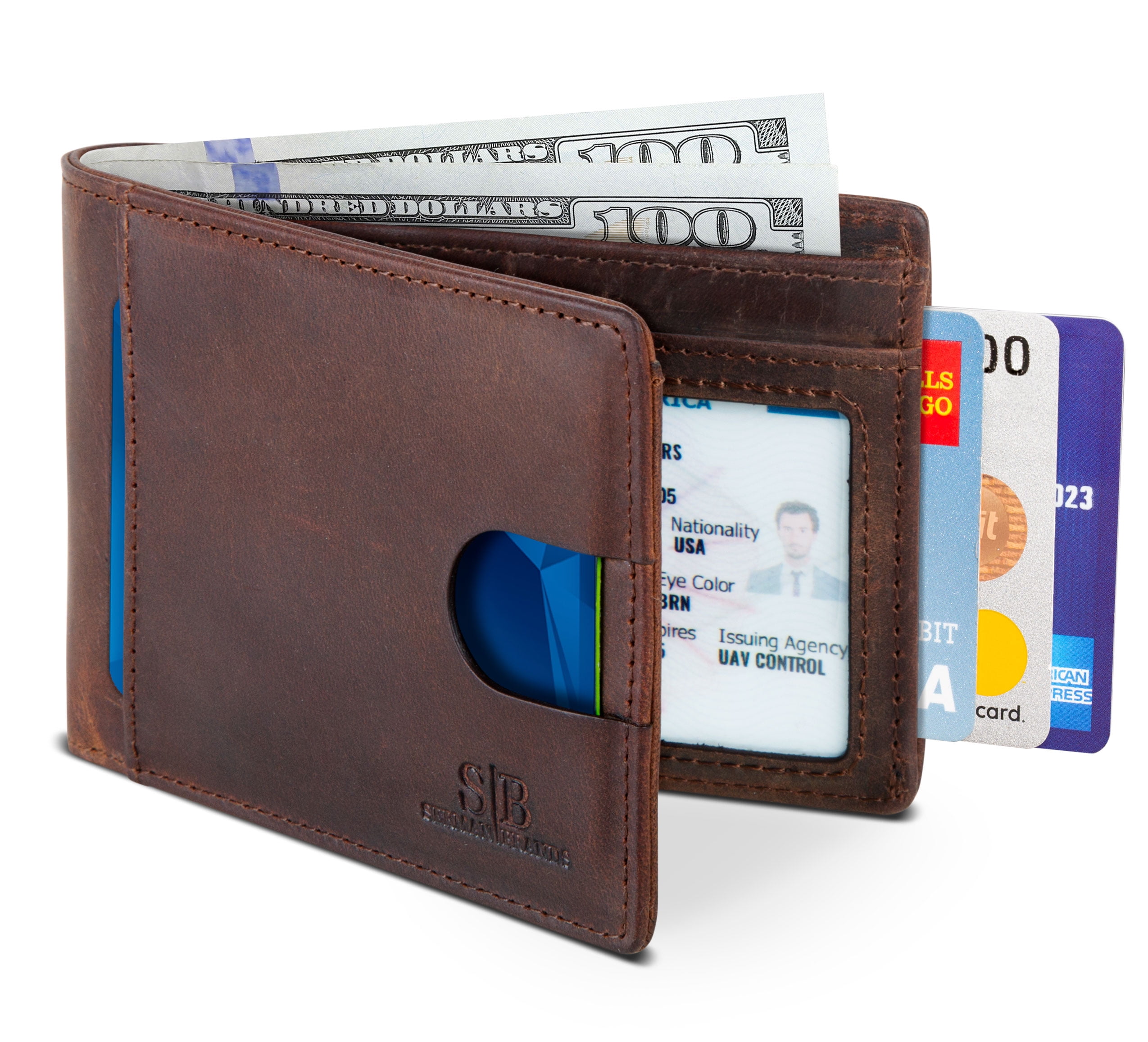 RFID Genuine Cow Leather Slim Wallets Men Black Brown Bifold Wallet,Mens Wallet Slim,Small Leather Wallet,Custom Mens Wallet,Cash Wallet