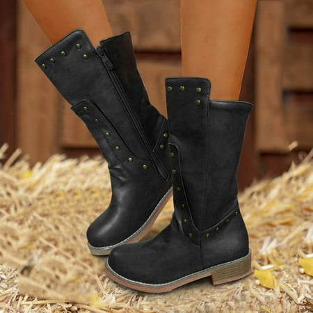 

TALKVE Mid Heel Shoes Side Thick Autumn And Zipper Toe Women s Winter Pointed Boots Style Women s Boots