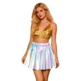 thumbnail image 3 of KHONTS Shiny Pleated Mini Skirt Metallic Skater Skirt, Great for Concerts and Cheerleader - Classic Style, Sparkly Skirt Clear XXL, 3 of 6