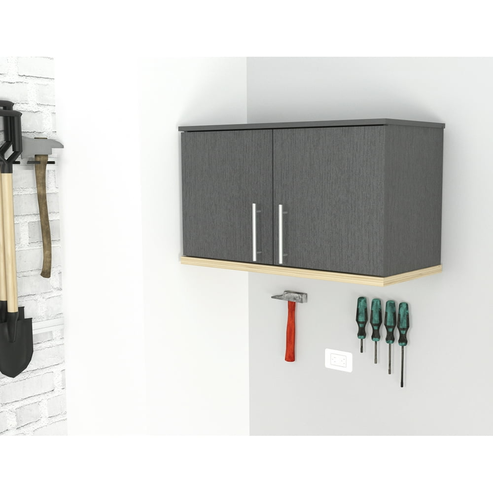 Inval Kratos Laminate Garage 2Door Wallmount Storage Grey