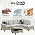 thumbnail image 3 of Aukfa 103" Sectional Sofa with Storage Ottoman, L Shape Couch for Living Room, Right Facing Chaise, Flannel, Off White, 3 of 11