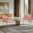 thumbnail image 2 of Yaheetech Velvet Accent Chair with Shell-Shaped Backrest and Gold Metal Legs, Pink, 2 of 7