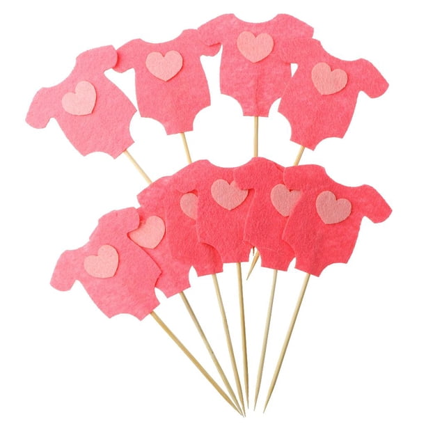 10 Pcs Decoración para Pasteles Cake Selecciones Forma de Ropa para Cumpleaños de Bebé Niños Rosa oscuro BLESIY los niños cupcake selecciones primeros