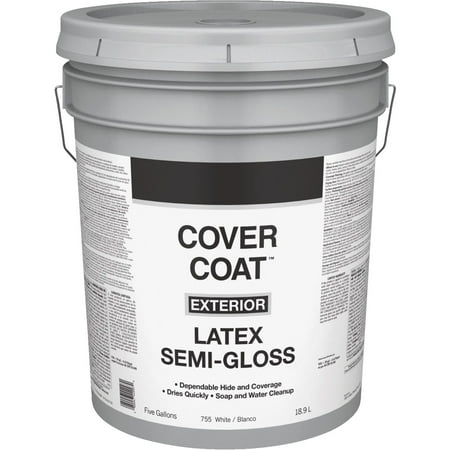 Valspar Cover Coat Semi-Gloss White House Paint 5 gal ( Pack of 1)
