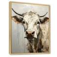 thumbnail image 2 of Designart "Minimalist Portrait Of A Beige Cow I" Animals Cow Floater Framed Wall Art Living Room, 2 of 5