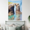 thumbnail image 4 of Seaside Decor Wall Hanging Tapestry, Old Rocky Stone Arches on Spanish Seacoast Summer Light Nature Scenery de Mediterranean, Bedroom Living Room Dorm Accessories, 40 X 60 Inches, by Ambesonne, 4 of 5