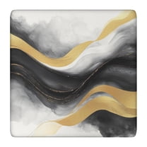 Black White Gray Gold Marble Pattern Square Fitted Tablecloth with Elastic Edge,Square Table Cover,Washable Elastic Table Cover for Home Kitchen Party Decor 36"x36"