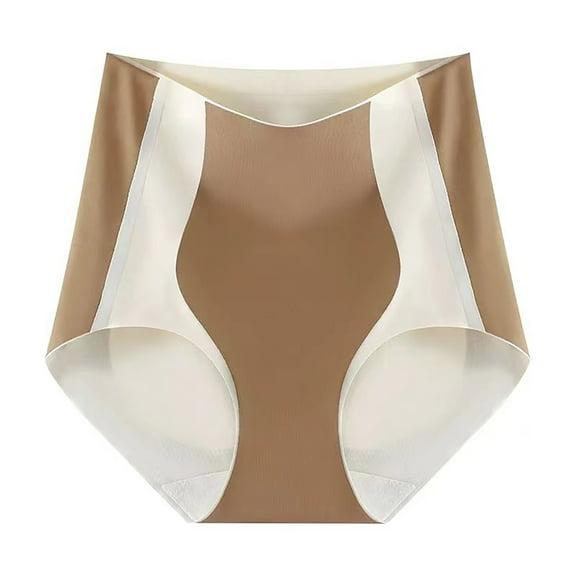 YWDJ Womens Shaping Underwear Lightweight High Waist No Show High Waist Abdominal and Hip Lifting Contrast Ice Silk Underwear Brown L