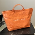 thumbnail image 4 of Tote Bag for Women With Inner Pocket Top Handle Bag Solid Color Large Classic Tote Trendy Satchel Bag for Travel and Shopping (Orange), 4 of 11