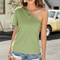 thumbnail image 1 of SMihono Womens Tops Womens Tank Top Women Solid Color Spring/Summer Slanted Shoulder Irregular T-shirt Top Women Tank Tops for Women Womens Summer Tops, 1 of 9