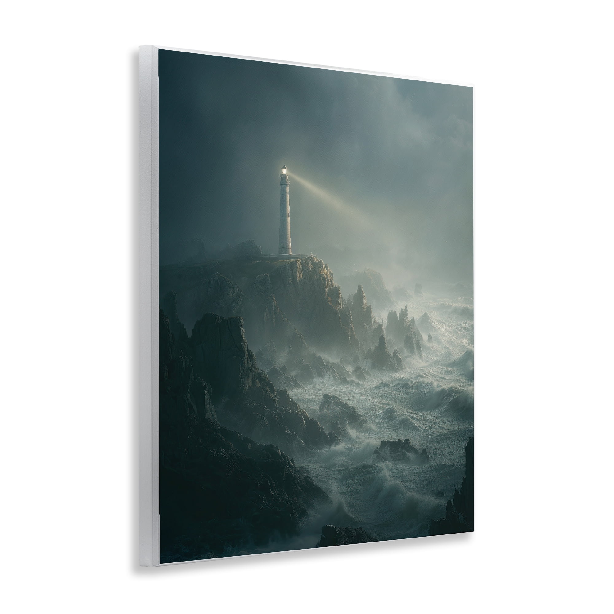 Lighthouse and Stormy Cliff Wall Plaque Art, design by Ziwei Li
