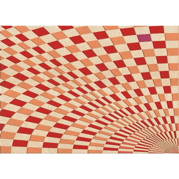 Ahgly Company Indoor Rectangle Patterned Orange Red Orange Area Rugs, 5' x 8'