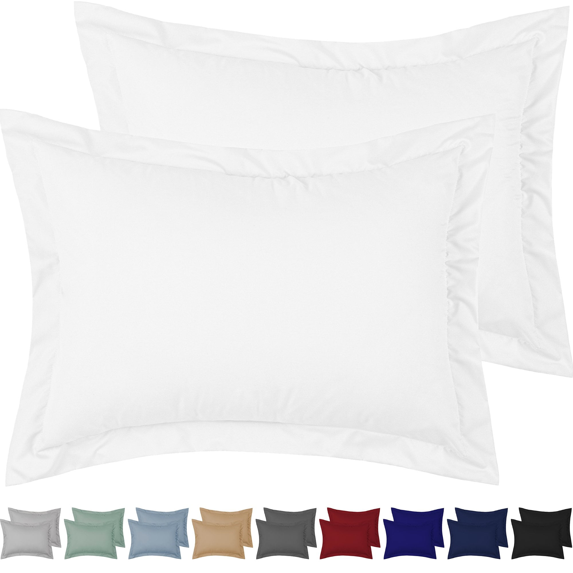 Mellanni Pillow Shams Set of 2 - Silky Soft Decorative Pillow Covers / Cases 20' x 26' with 2' Flange - Wrinkle, Fade, Stain Resistant - Standard Size, White