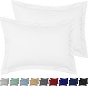 Mellanni Pillow Shams Set of 2 - Silky Soft Decorative Pillow Covers / Cases 20" x 26" with 2" Flange - Wrinkle, Fade, Stain Resistant - Standard Size, White