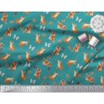 thumbnail image 2 of Soimoi Green Cotton Voile Fabric Insect & Cat Animal Printed Fabric 1 Yard 42 Inch Wide, 2 of 3