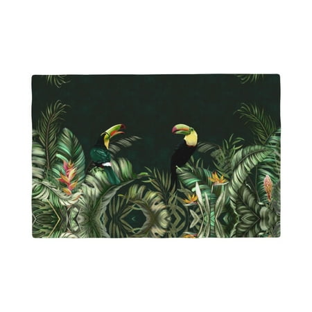 

Placemats Set of 4 Palm Leaves And Exotic Birds Place mats for Dining Table Indoor/Outdoor Cute Heat Resistant Washable Table Mats(18 x 12 )