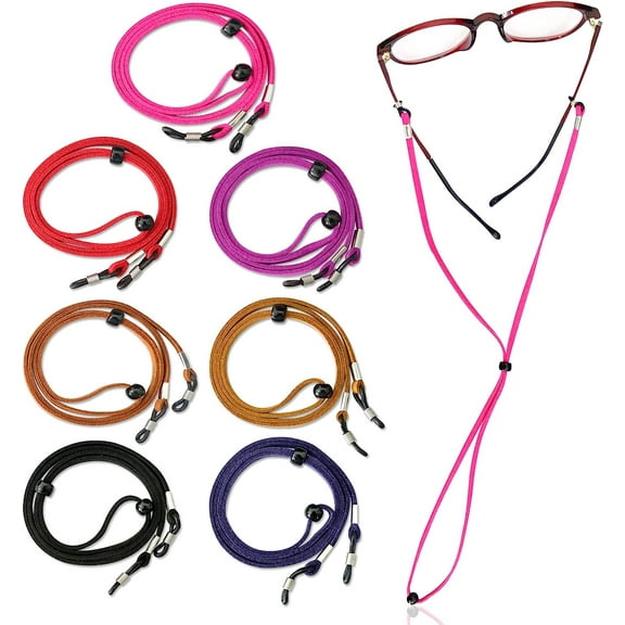 7 Pieces Glasses Strap Eyewear Retainer,Leather Eyeglass Straps Anti-slip Eyeglass Chains Lanyard, Sunglasses Strap Adjustment for Men Women.