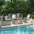 thumbnail image 6 of UDPATIO 5 Pieces Outdoor Patio Furniture Set, Outdoor Wicker Patio Conversation Set with Cushions for Backyard, Porch, Garden(Gray), 6 of 9