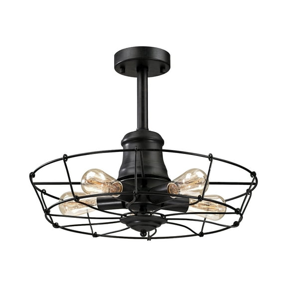 Elk Home 20-Inch Wide Glendora Semi Flush Mount, Wrought Iron Black