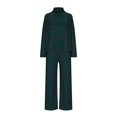 thumbnail image 4 of ShomPort 2PC Casual Outfits for Womens Plaid Pattern Mock Neck Long Sleeve Tees Tops Drawstring Ankle Length Outdoor Cozy Soft Clothes, 4 of 5