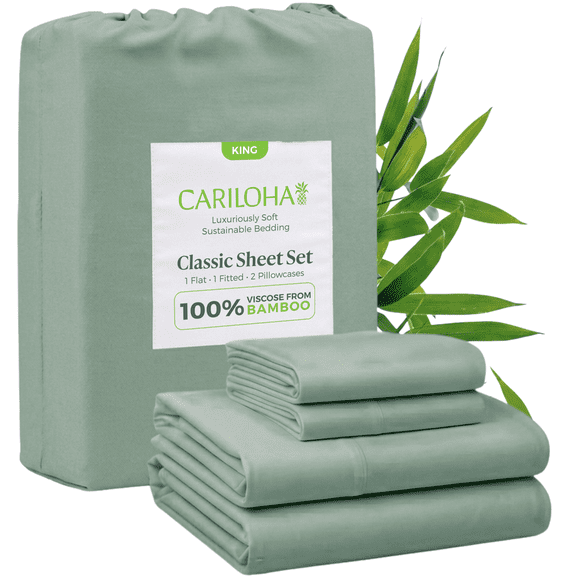 Cariloha Comfy Twill Classic Sheet Viscose from Bamboo King 4-Piece Set Tahitian Breeze