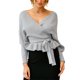 thumbnail image 1 of Txlixc Prendas de Punto de Estilo Suelto para Mujer, Jersey de Dobladillo con Volantes de Manga Larga con Cuello en V Profundo de Color Sólido Txlixc Moda, 1 of 7