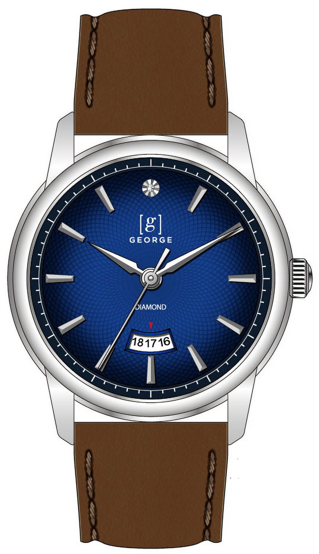 George Men's 41mm Gunmetal Tone Watch with Blue Dial and