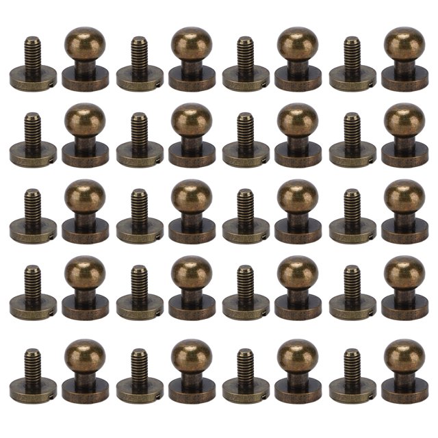 Brass Rivets, 20 Set Brass Rivets Bronze Hardware Monk Head Accessories with Wear Resist for Belts, Purses, Shoes, Clothes, Leather, DIY Projects
