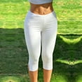 thumbnail image 2 of Dagugfen Yoga Capris for Women Straight Slim Leg Fitness Elastic Waist Slit Bottom Athletic Activewear Capri Pants, 2 of 7