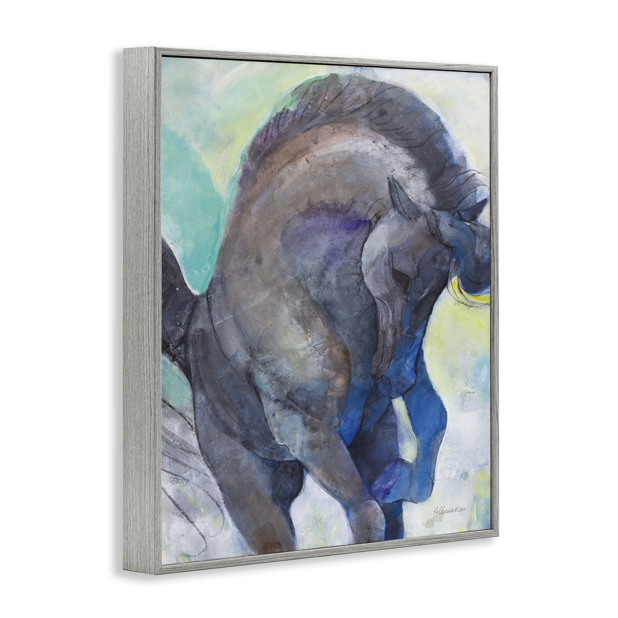 Stupell Industries Royal Splendor Stallion Animals & Insects Painting Gray Framed Art Print Wall Art, 24 x 30