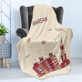 thumbnail image 4 of Polish Soft Flannel Fleece Throw Blanket, Warsaw Calligraphy with a Skyline Graphics, Cozy Plush for Indoor and Outdoor Use, 60" x 80", Champagne Dark Salmon, by Ambesonne, 4 of 5