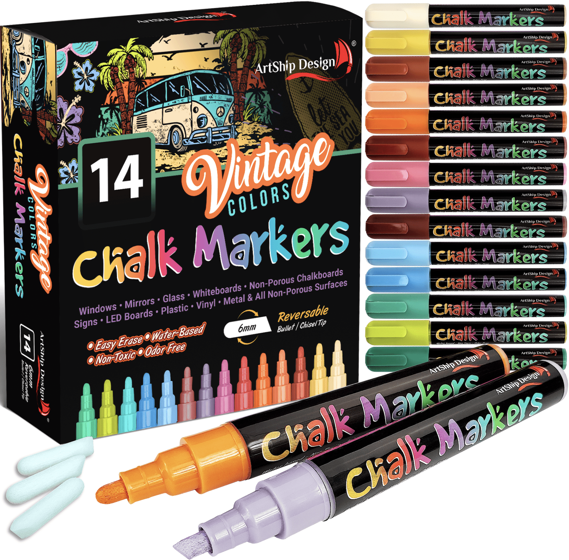 MMFB Arts & Crafts Giant Size Jumbo 15mm Liquid Chalk Markers 8 Pack w/ 45 Chalkboard Labels, Window Markers, 28g Ink, Extra Wide, Reversible 3 in