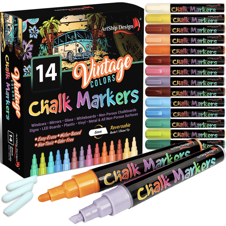 Better Office Products Liquid Chalk Markers, Water-Based, Reversible Tip (Chisel/Bullet), Assorted C, White | Quill