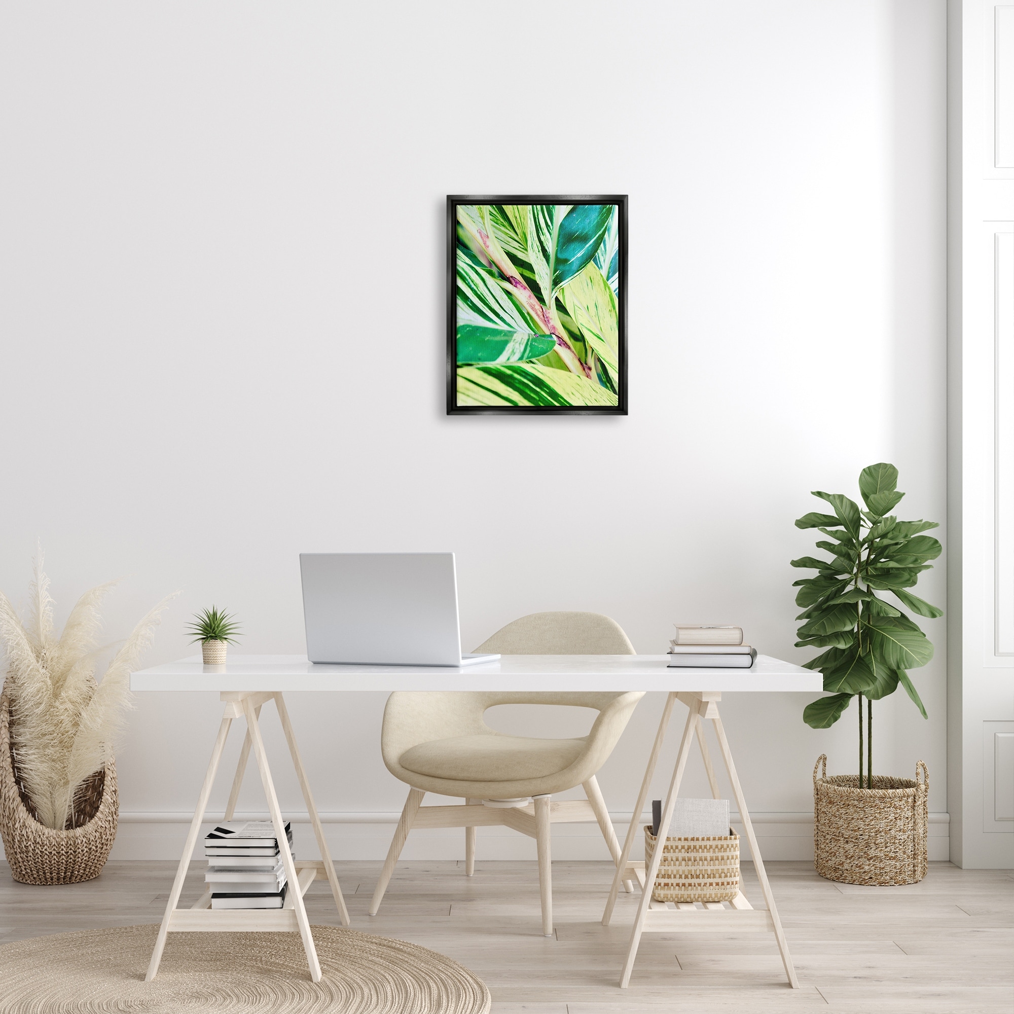 Stupell Industries Tropical House Plant Leaves Close Up Photography Photograph Metallic Gold Floating Framed Canvas Print Wall Art, Design by Gail Peck