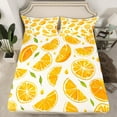thumbnail image 2 of Manfei Cartoon Orange Twin Sheet Sets for Teen, Green Leaf Twin Fitted Sheet, Yummy Fruit Print Flat Sheet, Ultra Soft Home Decor, 3pcs, 2 of 7