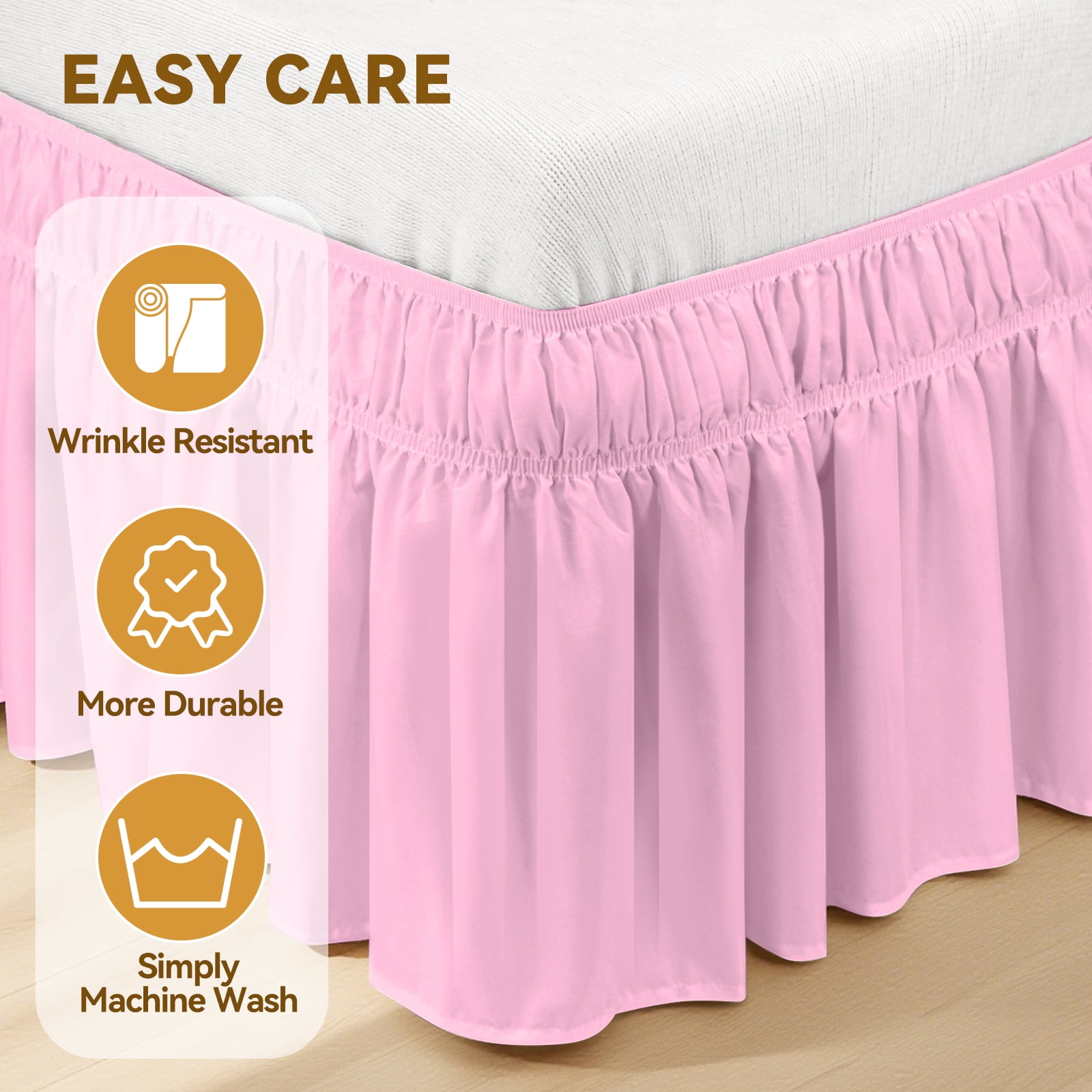 AzulHome Cherry Blossom Pink Skirts, Wrap Around Dust Ruffle for Twin Beds, 18-inch Tailored Drop, Easy to Install and Clean