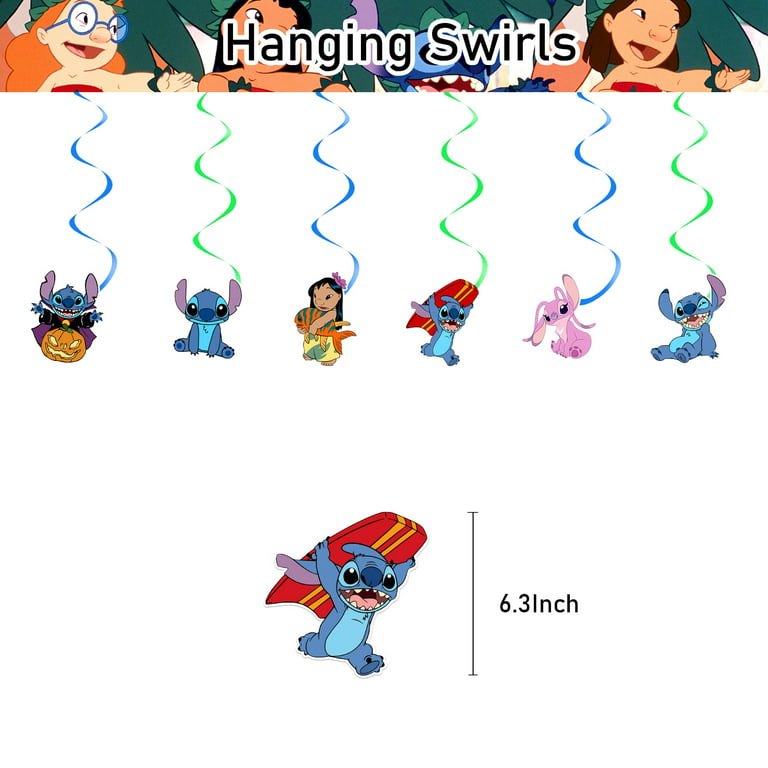 Lilo & Stitch Themed Birthday Party Decorations Party Supplies Include  Banner/Triangle Flag/Honeycomb Ball/Cake Topper/Cupcake Topper&Wrappers/ Balloons/Hanging Swirls/Round String 