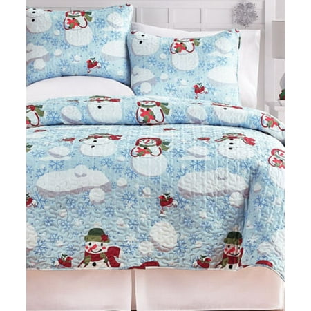 Christmas Twin - Twin Size Frosty The Snowman Christmas Festive Holidays Quilt Set (2 Piece Bedding)