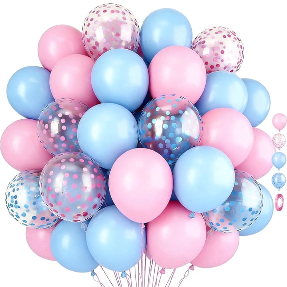 40 Pack 12inch Pink and Blue Balloons Set,12 Inch Light Blue Pink Balloon for Gender Reveal Birthday Baby Bridal Shower Party Decorations